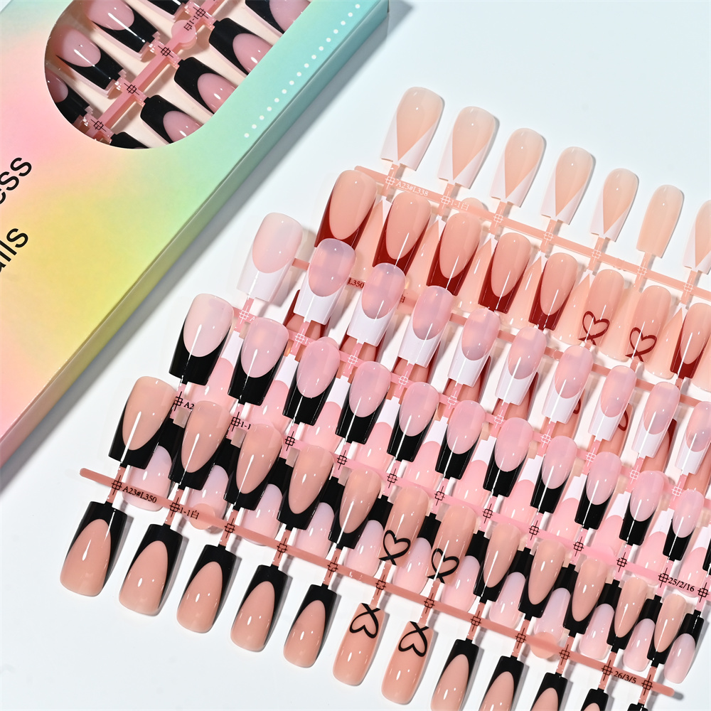 Nail Art French Nails - 120Pcs Medium Square French Press On
