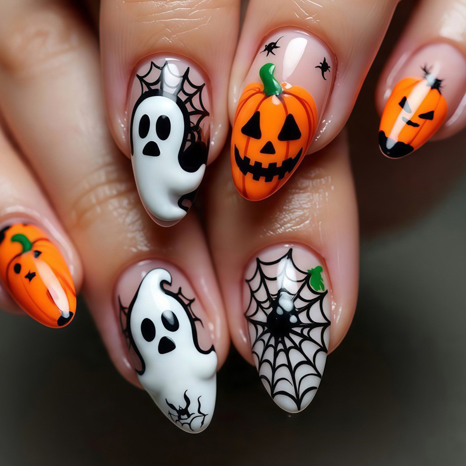 Nail Art Aesthetic - 24pcs Halloween Press On Nails Ghost