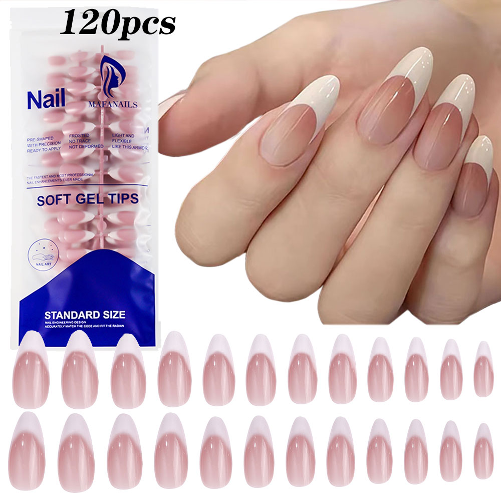 120pcs Pink Medium Almond Fren - đánh giá và giá Nail Art French Nails