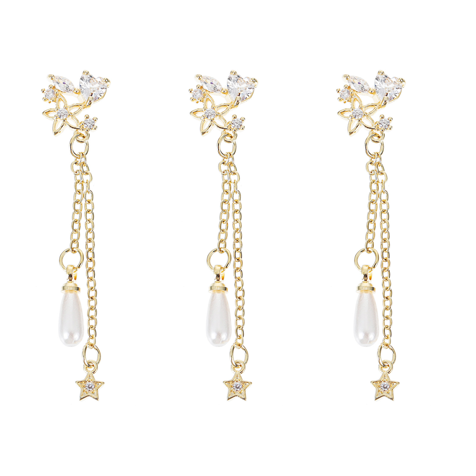3Pcs Pearl Pendant Nail Chain  - đánh giá và giá Nail Art Elegant