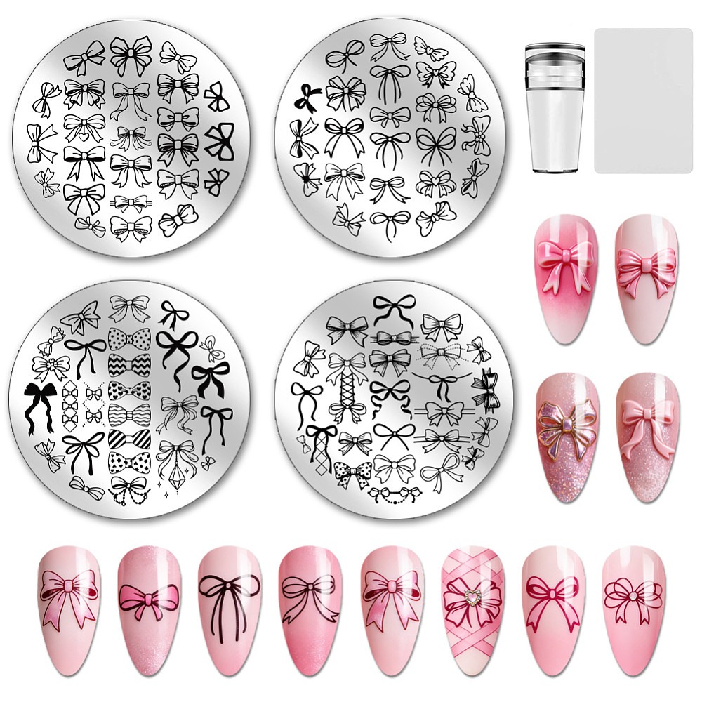 4pcs Bowknot Nail Stamping Pla - đánh giá và giá Nail Art Elegant