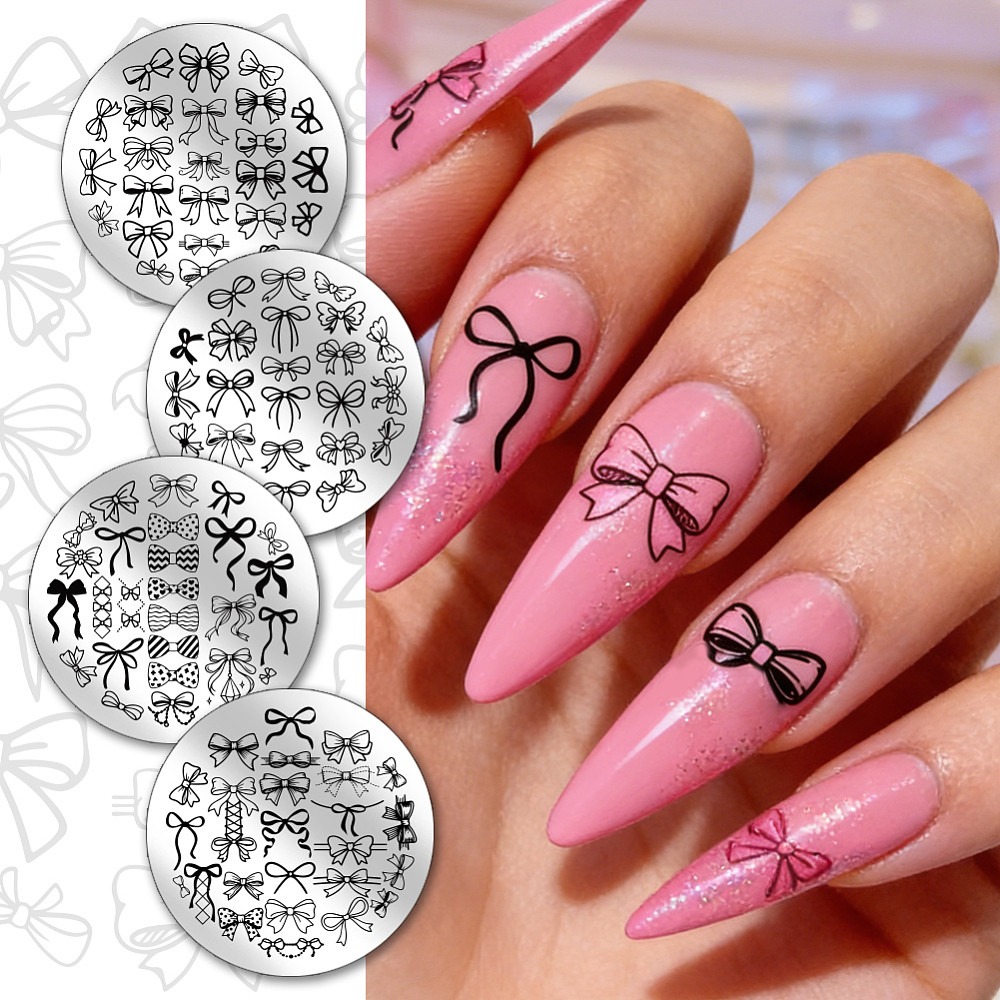 4pcs Bowknot Nail Stamping Pla - đánh giá và giá Nail Art Elegant