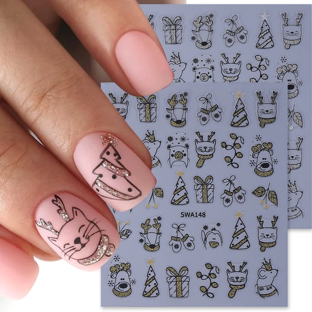 1pc Shinning Cartoon Christmas - đánh giá và giá Nail Art Xmas Simple