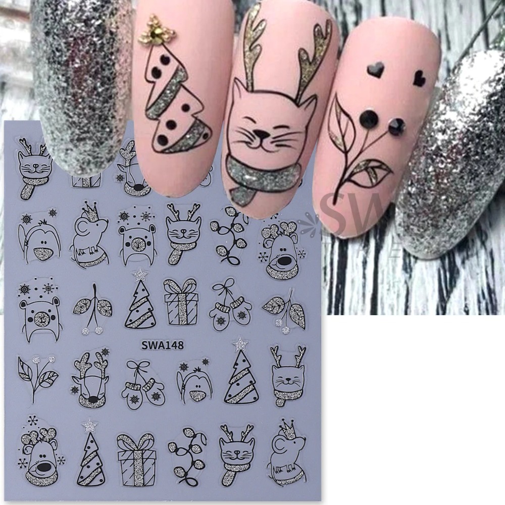 1pc Shinning Cartoon Christmas - đánh giá và giá Nail Art Xmas Simple