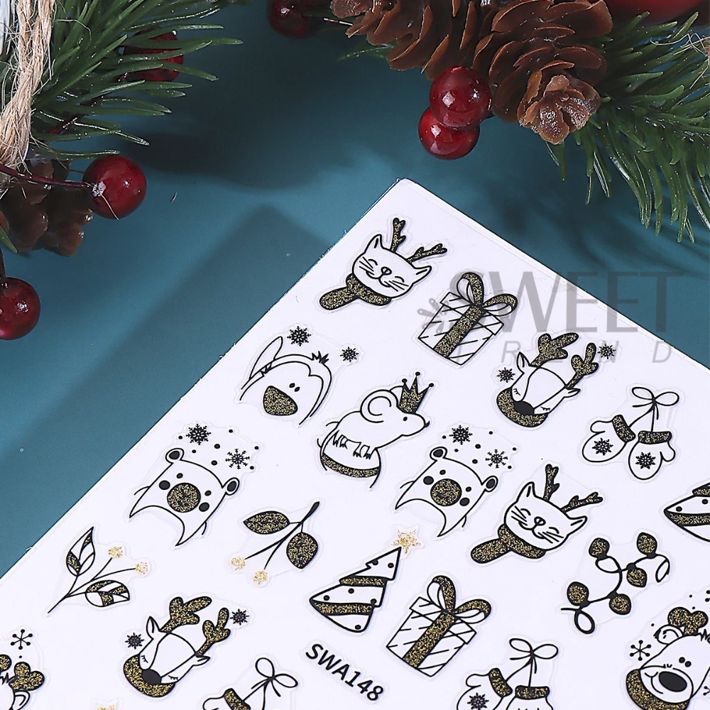 1pc Shinning Cartoon Christmas - đánh giá và giá Nail Art Xmas Simple