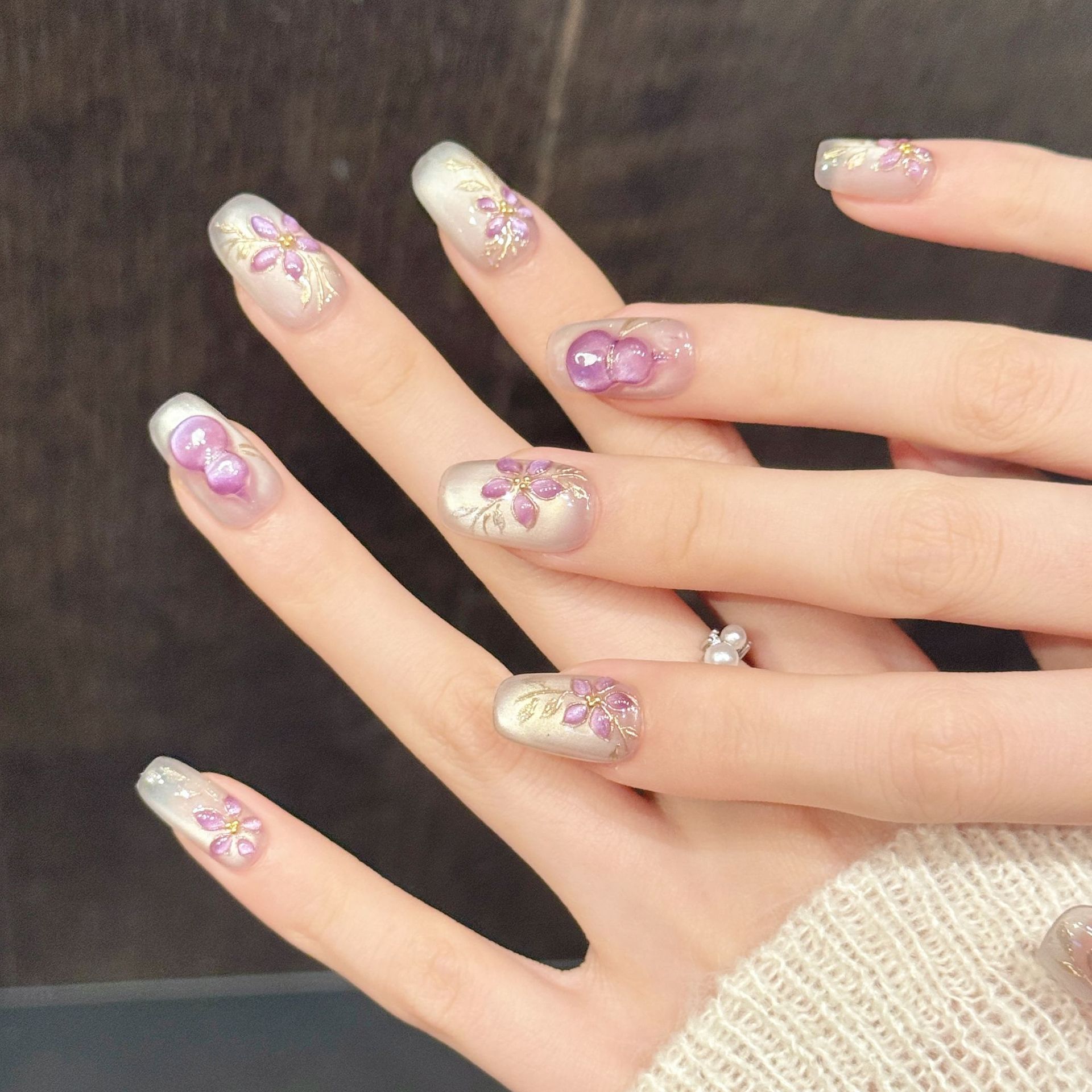 10pcs Handmade Fake Nails Midd - đánh giá và giá Nail Art Aesthetic