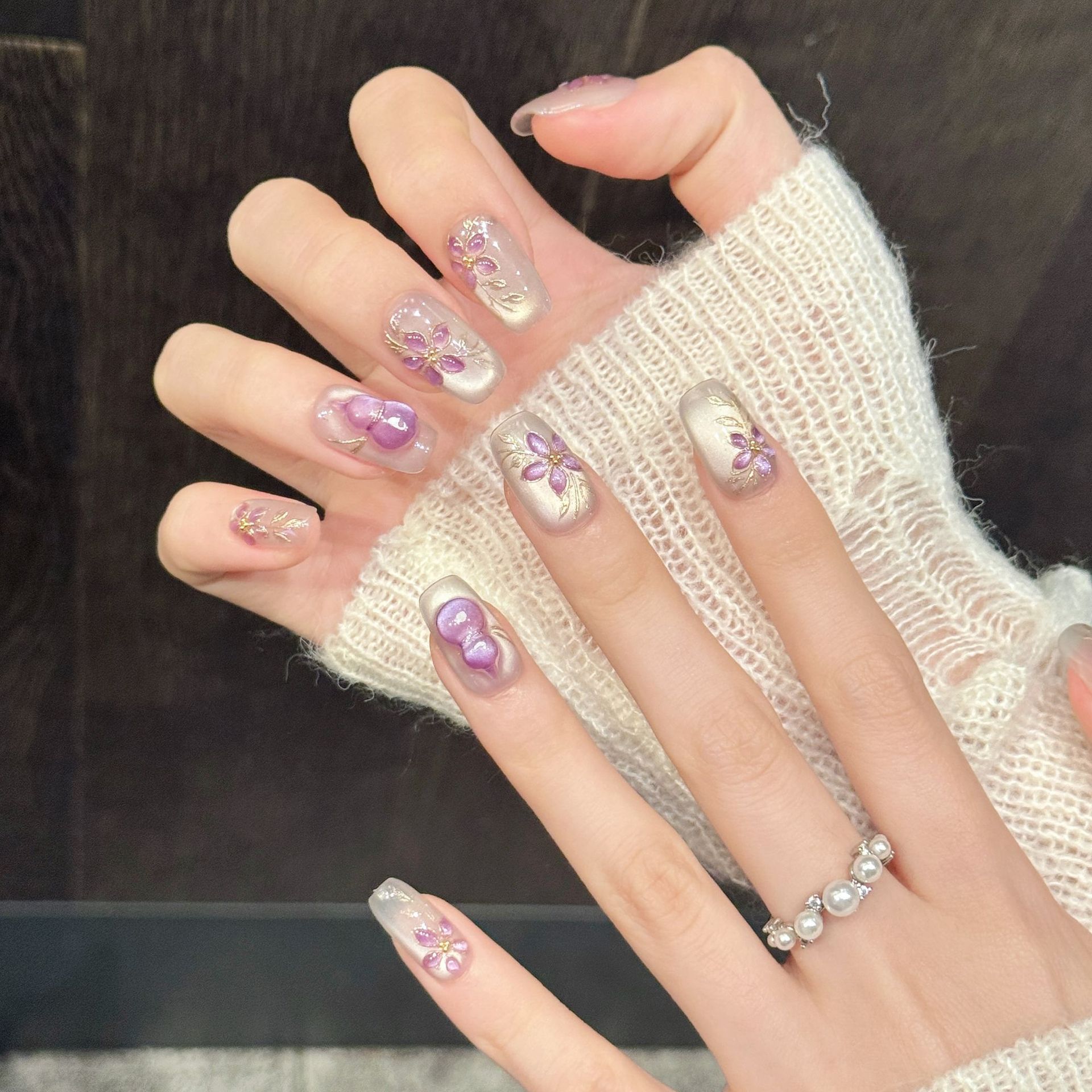 10pcs Handmade Fake Nails Midd - đánh giá và giá Nail Art Aesthetic
