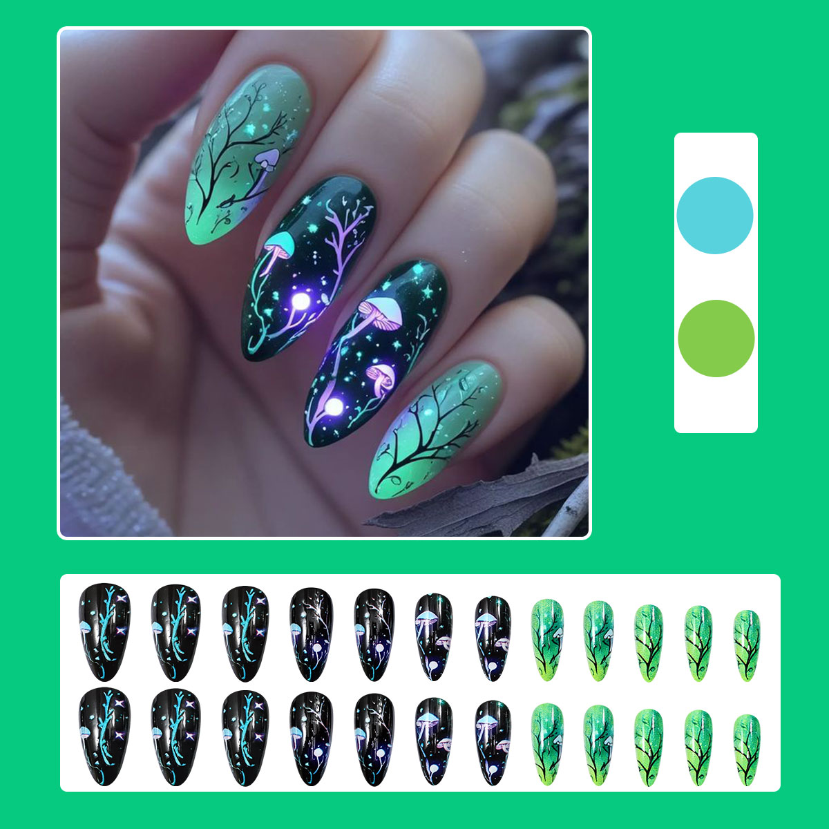 Almond Press on Nails Mushroom - đánh giá và giá Nail Art Aesthetic