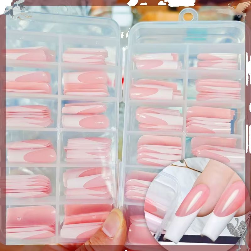 120Pcs Glossy Pink French Pres - đánh giá và giá Nail Art Aesthetic