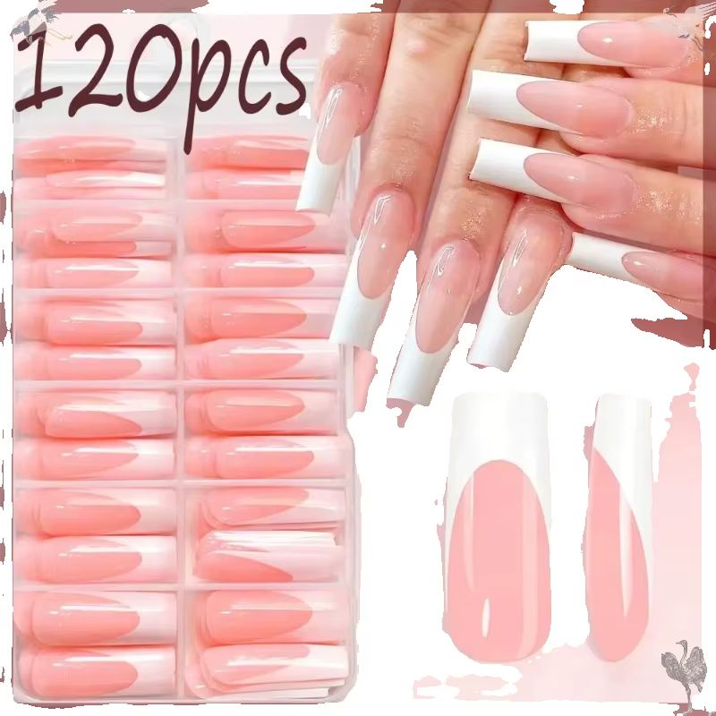 120Pcs Glossy Pink French Pres - đánh giá và giá Nail Art Aesthetic