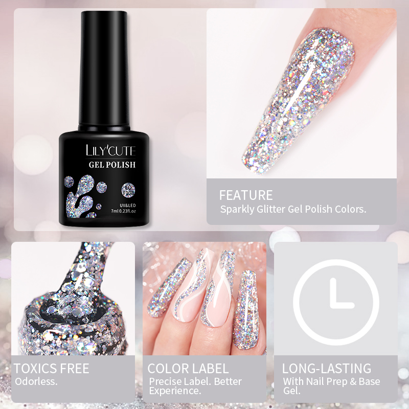 LILYCUTE 7ml Glitter Nail Gel  - đánh giá và giá Dip Powder Nail