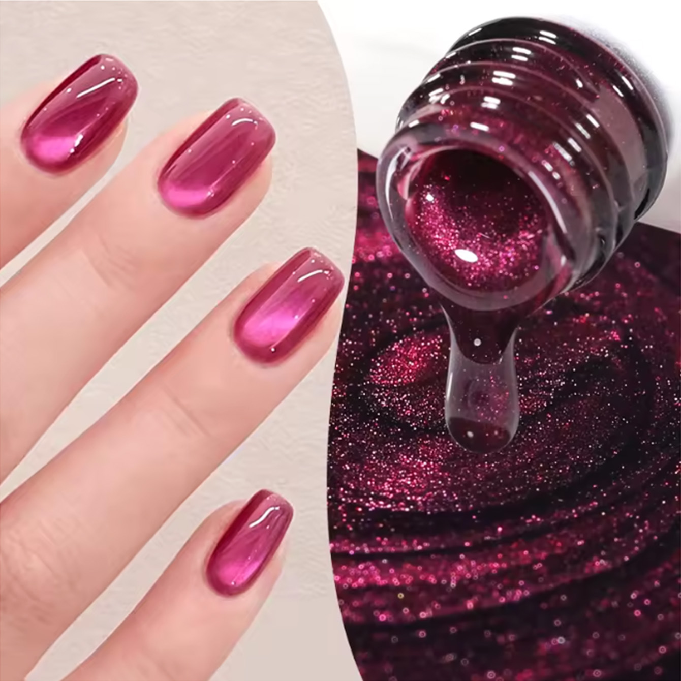 SHAKA 1pcs Rose Red Pink Cat E - đánh giá và giá Nail Art Cat Eye Pink