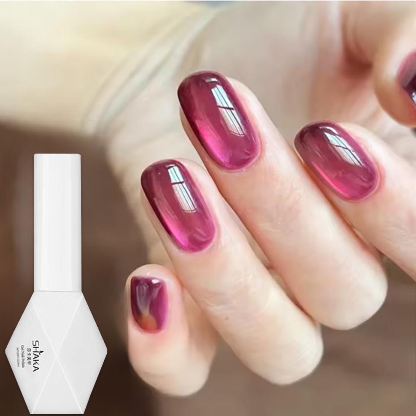 SHAKA 1pcs Rose Red Pink Cat E - đánh giá và giá Nail Art Cat Eye Pink