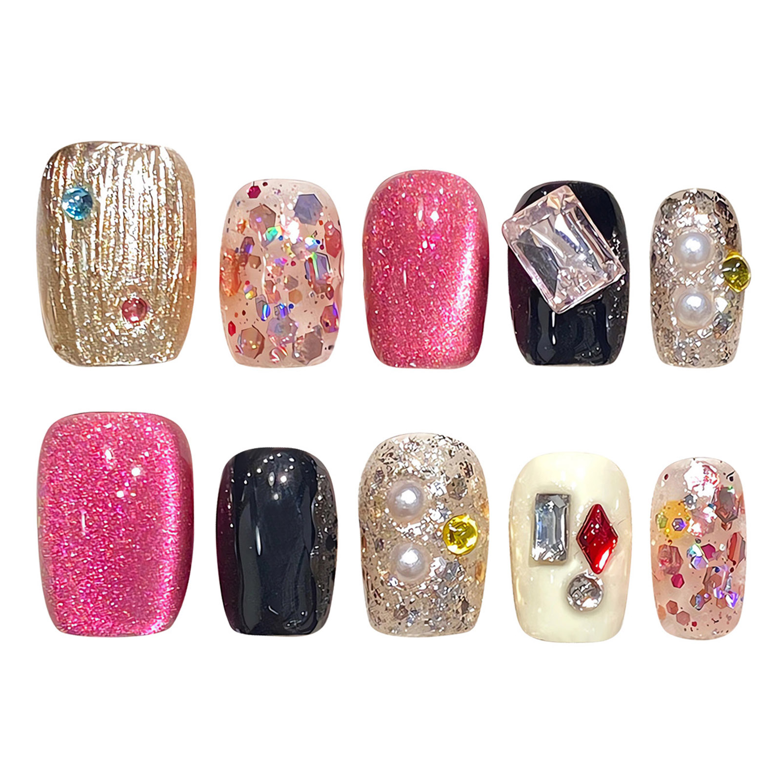 Handmade Press on Nails Glitte - đánh giá và giá Nail Art Aesthetic