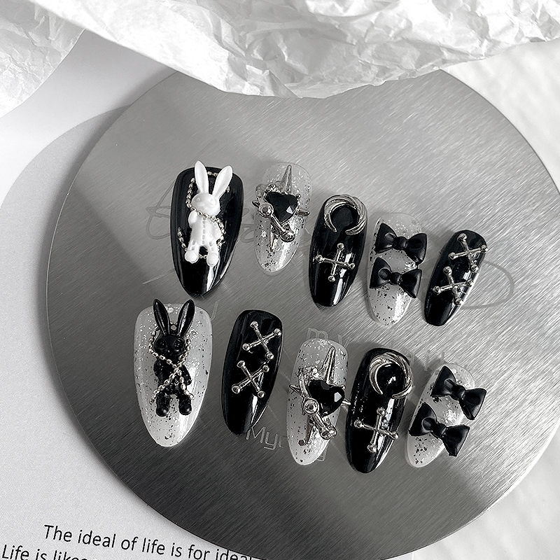 10pcs Pure Handmade Almond Sha - đánh giá và giá Nail Art Aesthetic