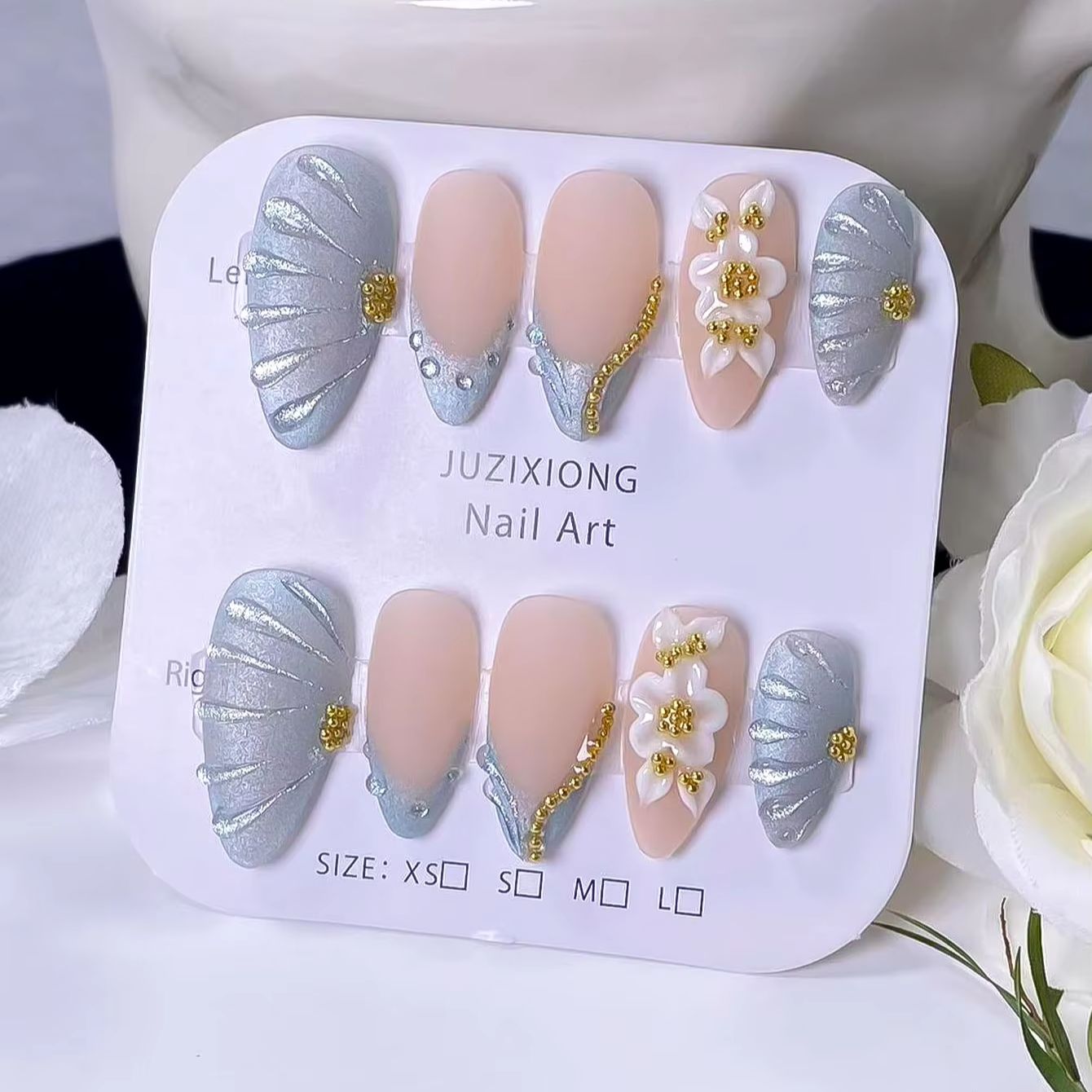 10‑Piece Blue French Matte Car - đánh giá và giá Nail Art French Nails
