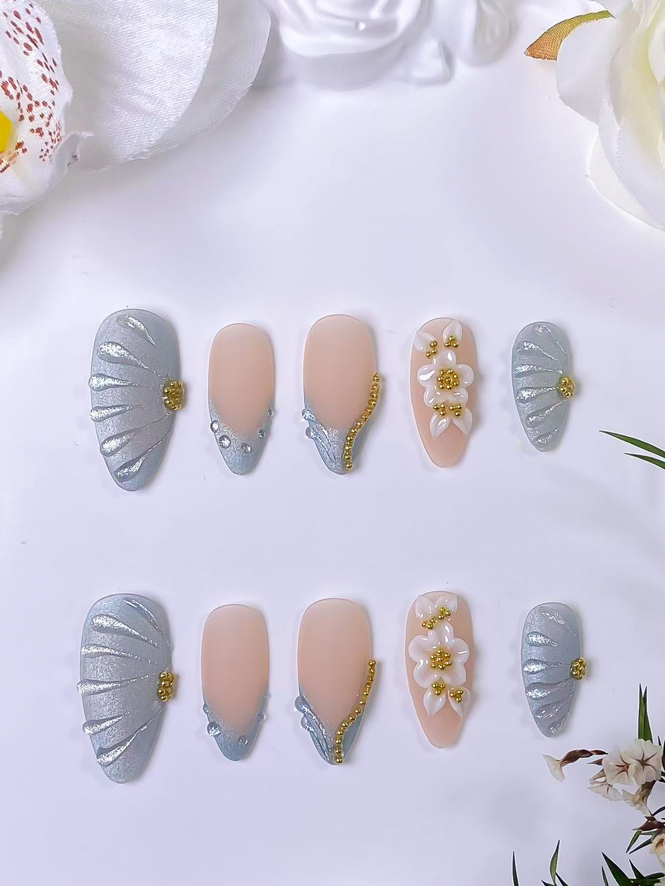 10‑Piece Blue French Matte Car - đánh giá và giá Nail Art French Nails