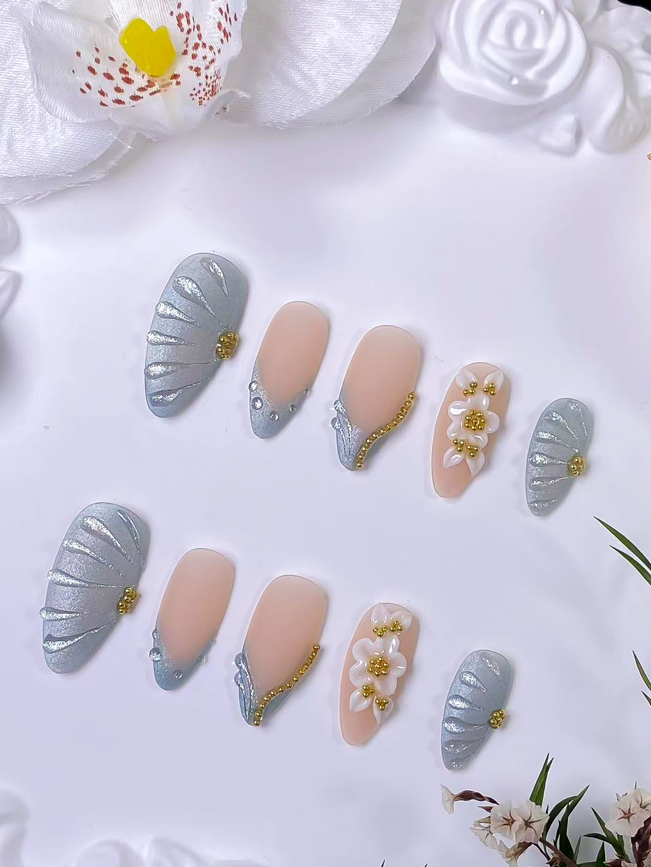 10‑Piece Blue French Matte Car - đánh giá và giá Nail Art French Nails
