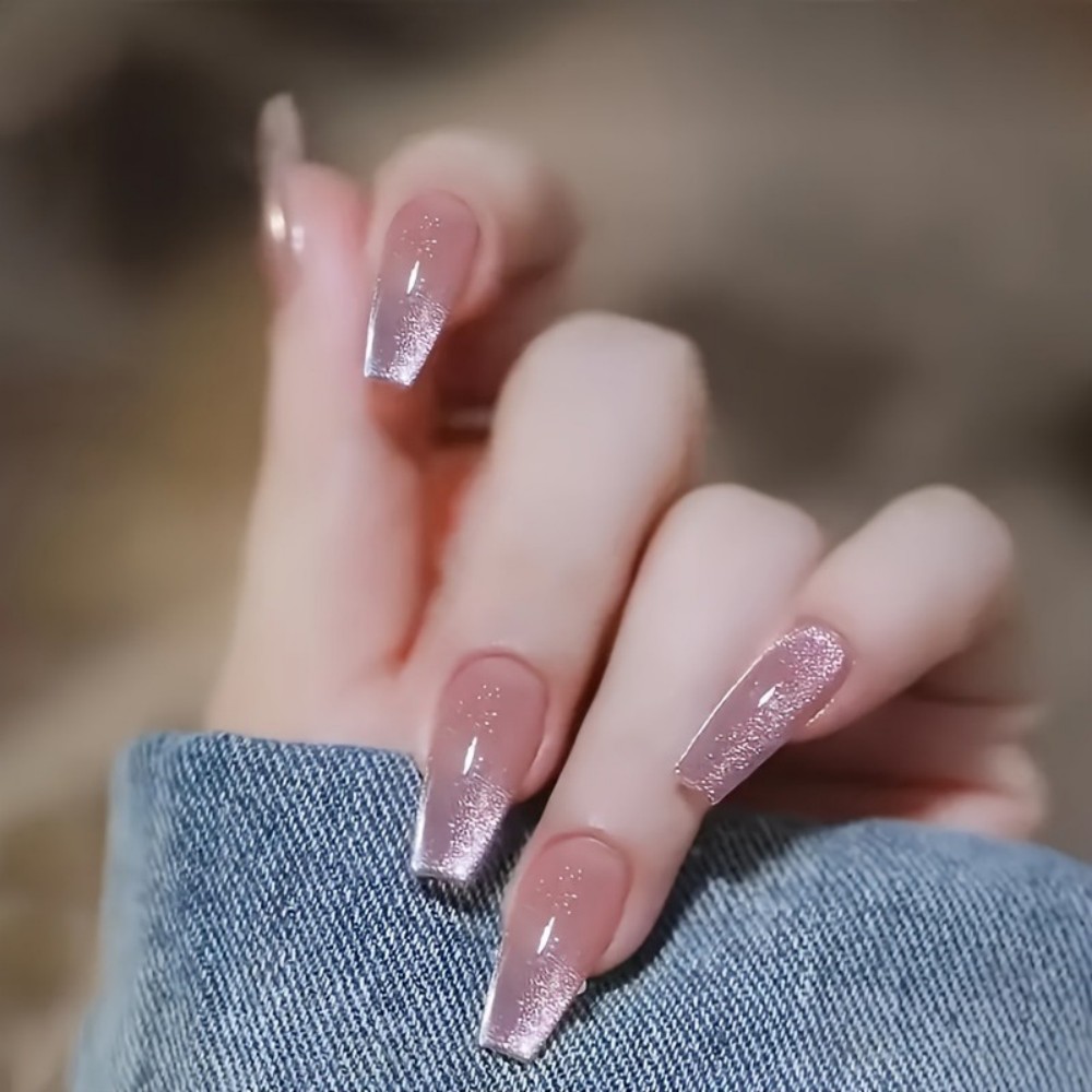 24pcs Sparkling Pink Glitter C - đánh giá và giá Nail Art Aesthetic