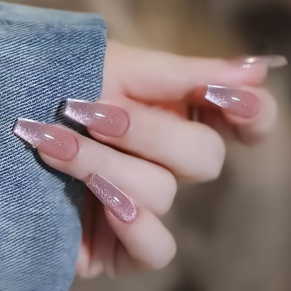 24pcs Sparkling Pink Glitter C - đánh giá và giá Nail Art Aesthetic