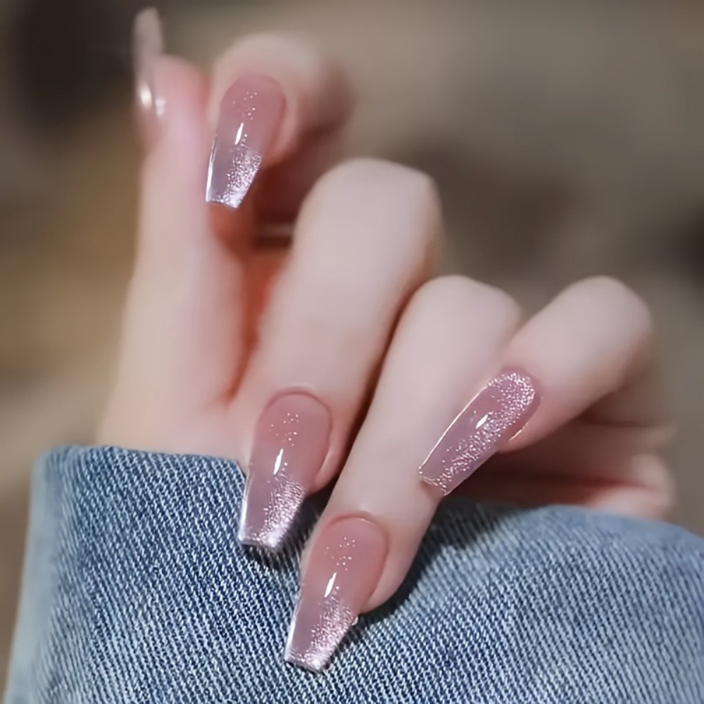 24pcs Sparkling Pink Glitter C - đánh giá và giá Nail Art Aesthetic