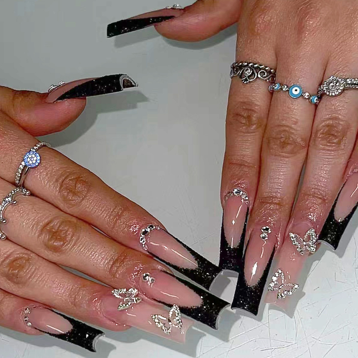 24pcs Black French Fake Nails  - đánh giá và giá Nail Art Quirky