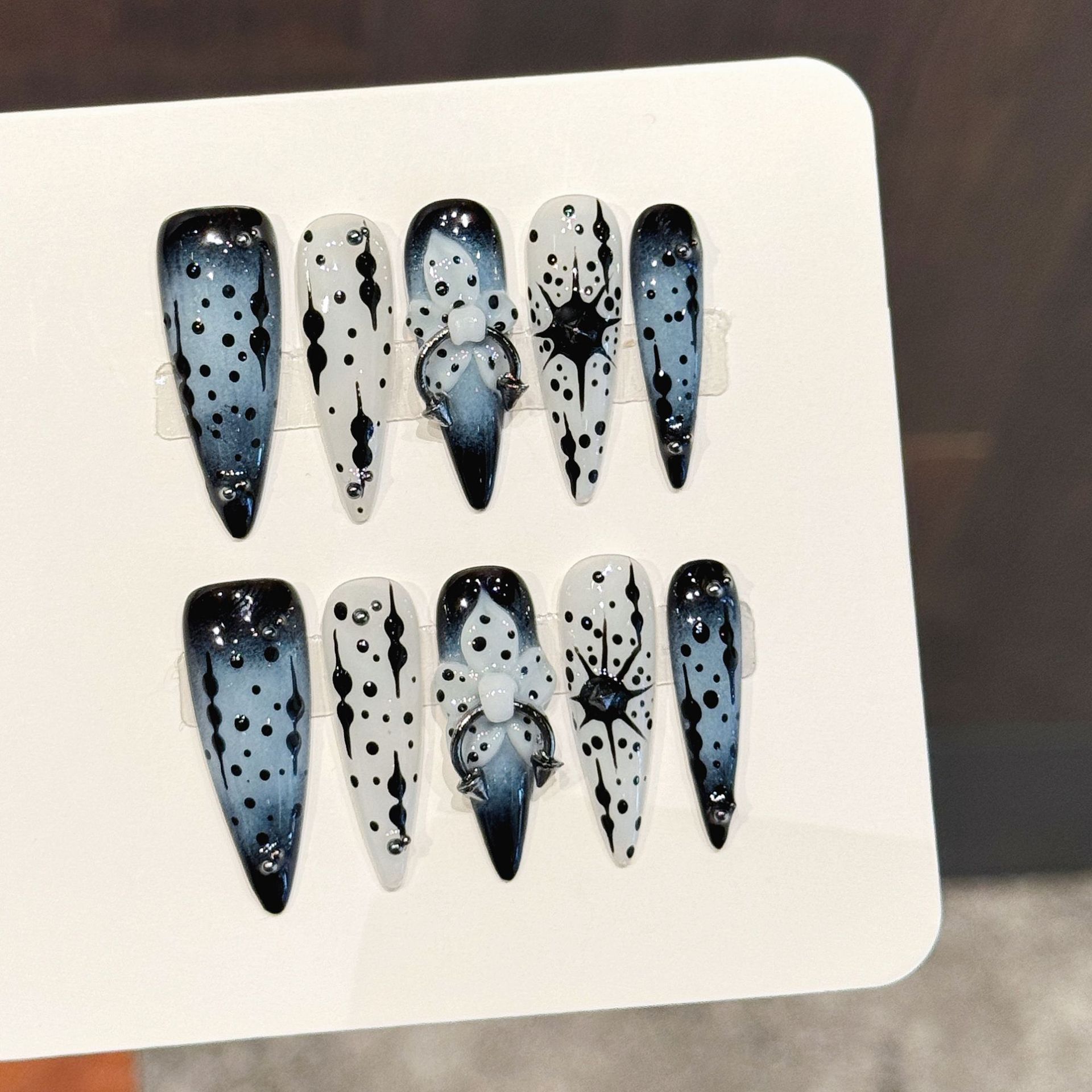 10pcs Gradient Ink Blue Handma - đánh giá và giá Nail Art Elegant