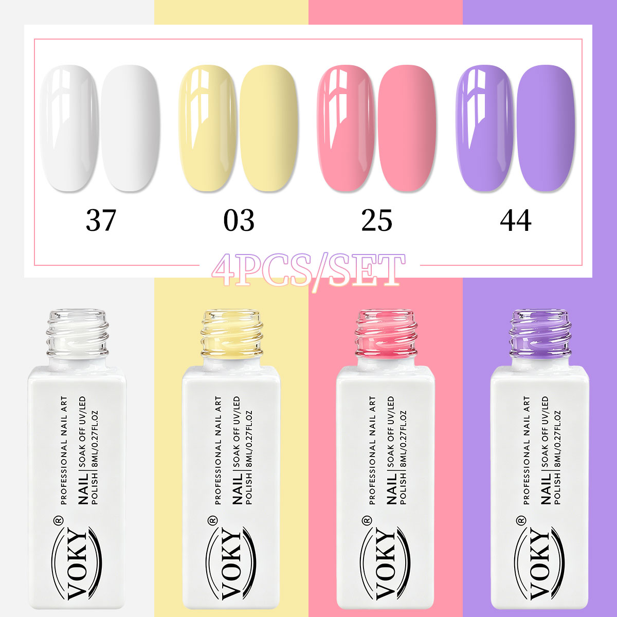 VOKY 4-piece macaron elegant s - đánh giá và giá Nail Art Elegant